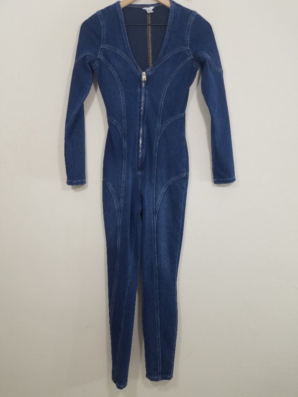 Guess Dark Blue Denim Zip-Front Jumpsuit
